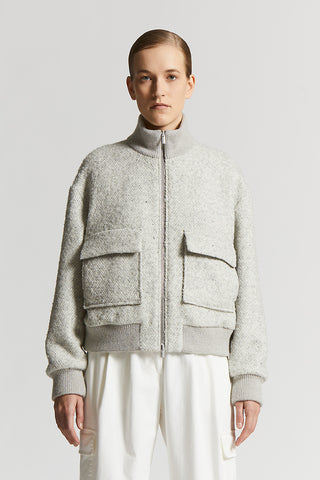 Herringbone alpaca wool bouclé jacket