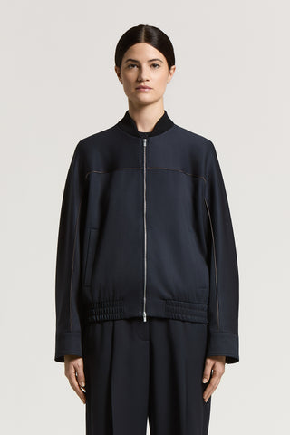 Wool jacket with bomber collar