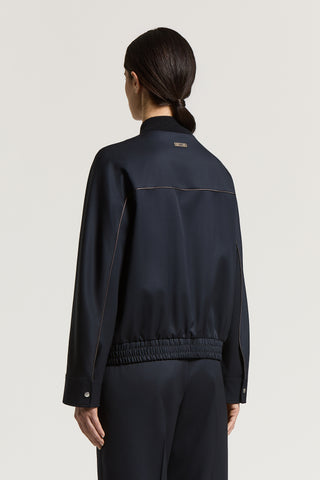 Wool jacket with bomber collar