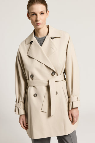 Double-breasted trench coat in cotton-blend twill