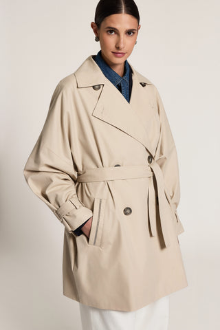 Trench doppiopetto in twill misto cotone
