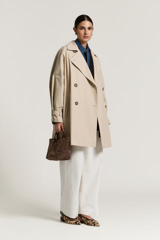 Trench doppiopetto in twill misto cotone