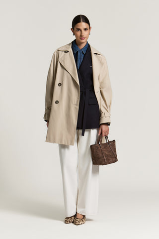 Trench doppiopetto in twill misto cotone