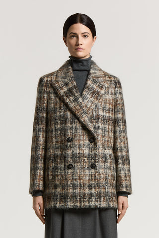 Cappotto doppiopetto in misto lana mohair