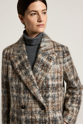 Cappotto doppiopetto in misto lana mohair