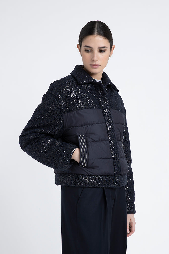 Lurex fabric down jacket with sequins  