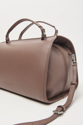Genuine leather bowler bag