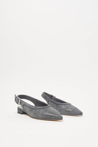 Sling-back flat in vera pelle