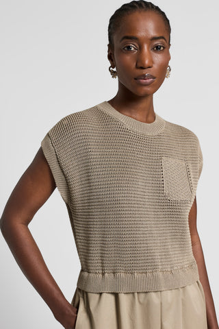 Bi-material cotton midi dress