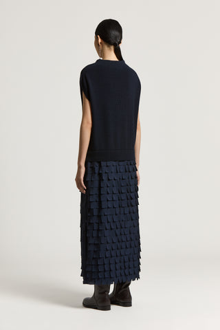 Abito in lana merinos e crepe de chine