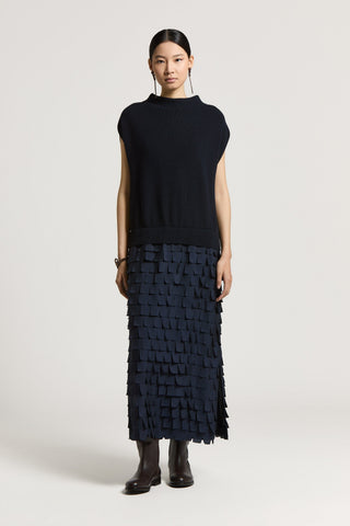Abito in lana merinos e crepe de chine