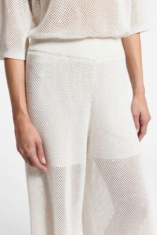 Cotton mesh trousers with micro-sequins