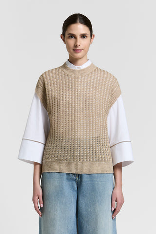 Gilet in filato misto alpaca lana e lurex