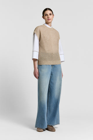 Gilet in filato misto alpaca lana e lurex