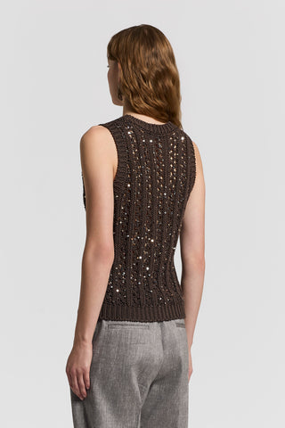Sequinned cotton ribbon top