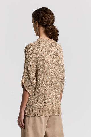 Lurex, cotton and linen-blend sweater