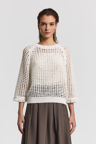 Sequinned cotton cordonet sweater