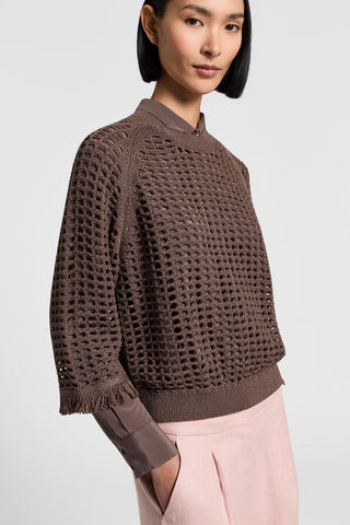 Sequinned cotton cordonet sweater