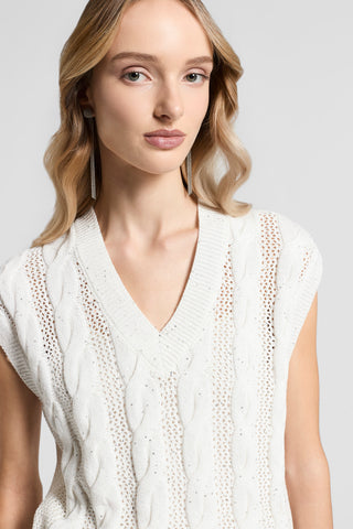 Sequinned cotton cordonet vest