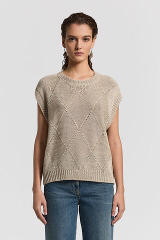 Sequinned cotton/linen-yarn sweater