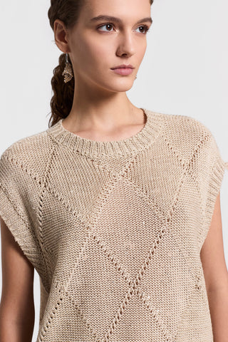 Sequinned cotton/linen-yarn sweater