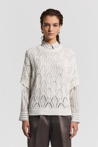Sequinned cotton cordonet sweater