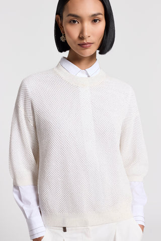 Sequinned cotton yarn sweater