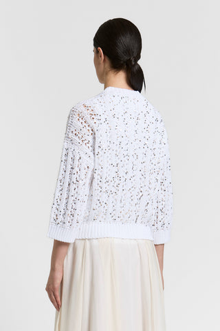 Cardigan in fettuccia di cotone e paillettes
