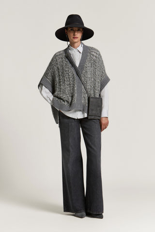 Mantella in lana, seta e cashmere