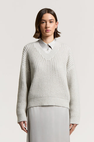 Alpaca, wool and mohair yarn tricot sweater