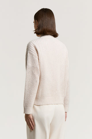 Cardigan in lana e alpaca con filato bouclé