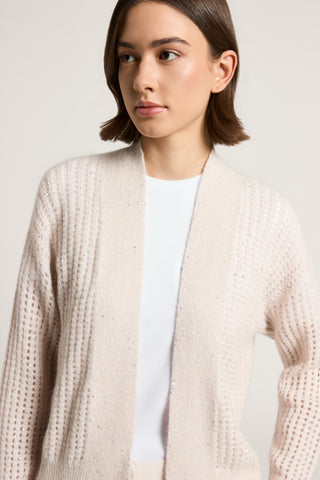 Cardigan in lana e alpaca con filato bouclé