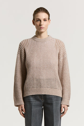 Maglia tricot in filato alpaca lana e bouclé