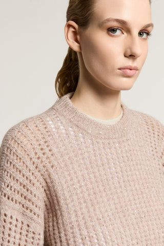 Maglia tricot in filato alpaca lana e bouclé