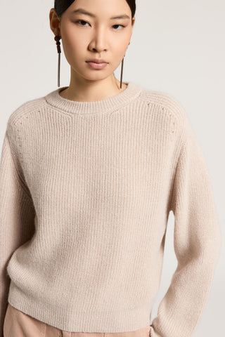 Micro-sequined alpaca yarn sweater