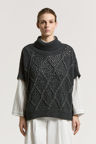 Wool-blend blown yarn cape