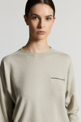 Pure cashmere crew-neck jumper with lurex