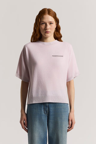 Maglia maniche corte in puro cashmere con lurex
