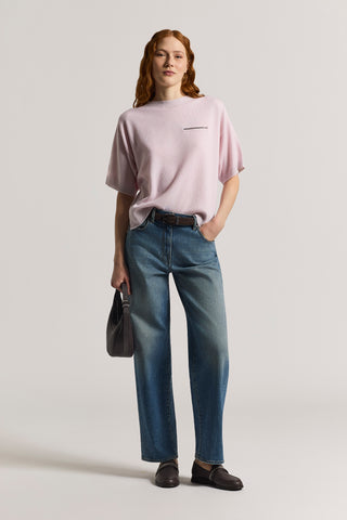 Maglia maniche corte in puro cashmere con lurex