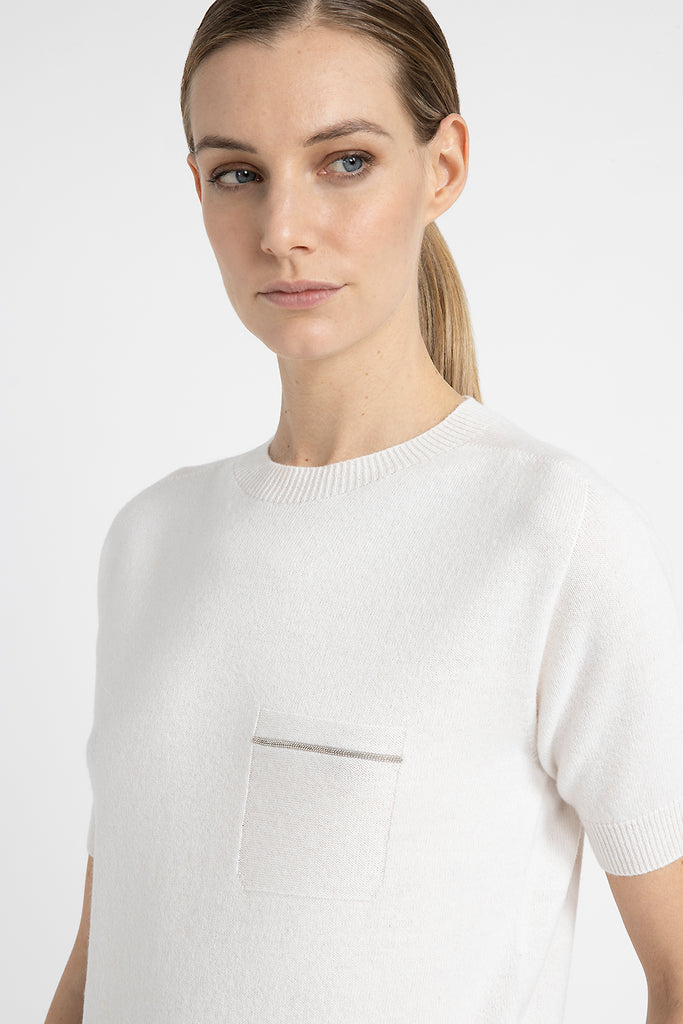 Pure cashmere short-sleeved sweater  