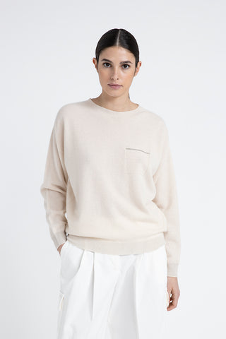 Crew neck sweater in pure cashmere and Lurex  