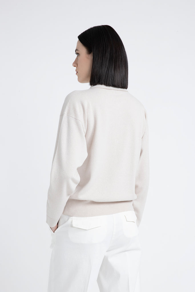 Silk, wool and cashmere polo neck sweater  