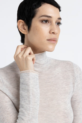 High neck sweater in angora wool with micro sequins  