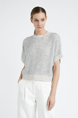 Wool and Lurex short-sleeved sweater  