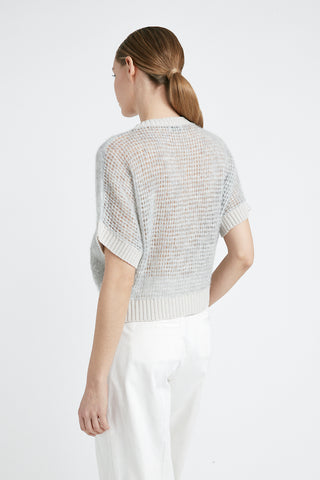 Wool and Lurex short-sleeved sweater  