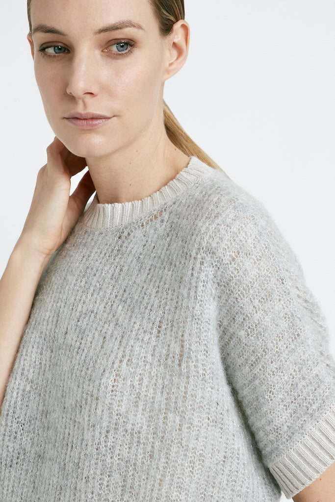 Wool and Lurex short-sleeved sweater  