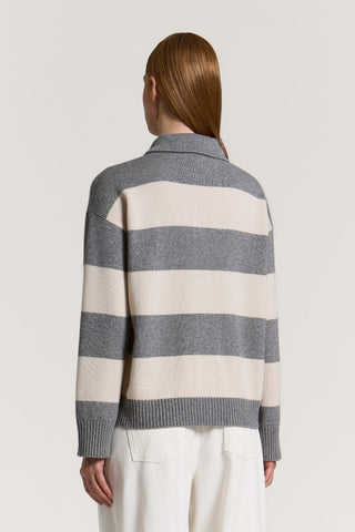 Maglia polo in lana, seta e cashmere