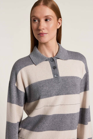 Maglia polo in lana, seta e cashmere