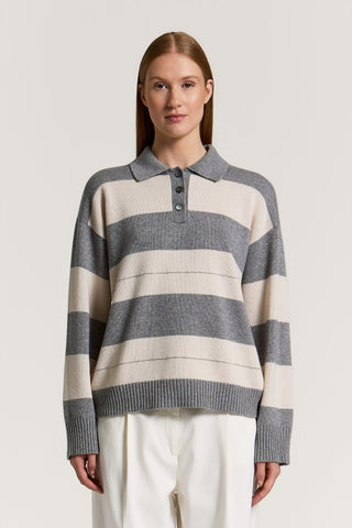 Maglia polo in lana, seta e cashmere