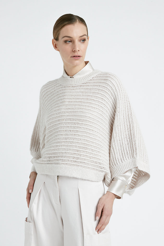 Alpaca, Lurex and sequin sweater with wide sleeves  